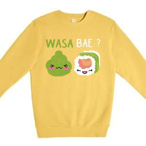 Sushi Wasa Bae Funny Distressed Sushi Lover Gift Premium Crewneck Sweatshirt