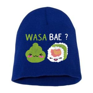 Sushi Wasa Bae Funny Distressed Sushi Lover Gift Short Acrylic Beanie