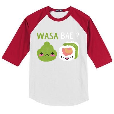 Sushi Wasa Bae Funny Distressed Sushi Lover Gift Kids Colorblock Raglan Jersey