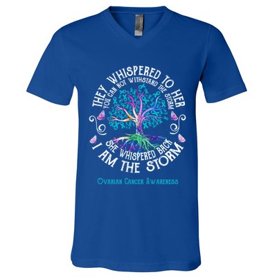 She Whispered Back I Am The Storm Funny Gift V-Neck T-Shirt