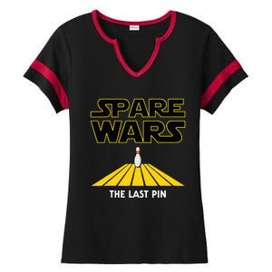 Spare Wars Bowler & Bowling Parody Ladies Halftime Notch Neck Tee