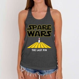 Spare Wars Bowler & Bowling Parody Women's Knotted Racerback Tank