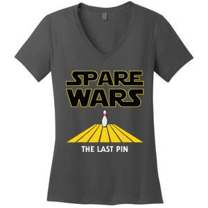 Spare Wars Bowler & Bowling Parody Women's V-Neck T-Shirt