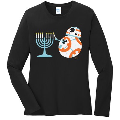 Star Wars BB-8 Lighting the Hanukkah Menorah  Ladies Long Sleeve Shirt