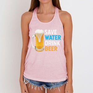 Save Water Beer Funny Adult Ing Humor Gift Women's Knotted Racerback Tank