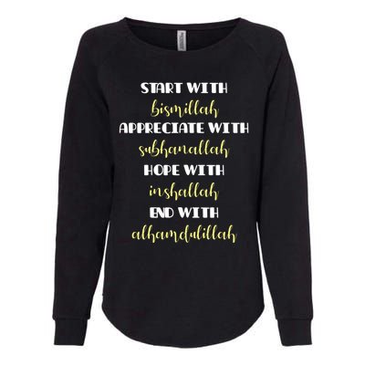 Start With Bismillah Islamic Gift Womens California Wash Sweatshirt