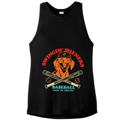 Swingin Wieners Baseball Throw The Damn Ball Ladies PosiCharge Tri-Blend Wicking Tank