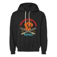 Swingin Wieners Baseball Throw The Damn Ball Garment-Dyed Fleece Hoodie