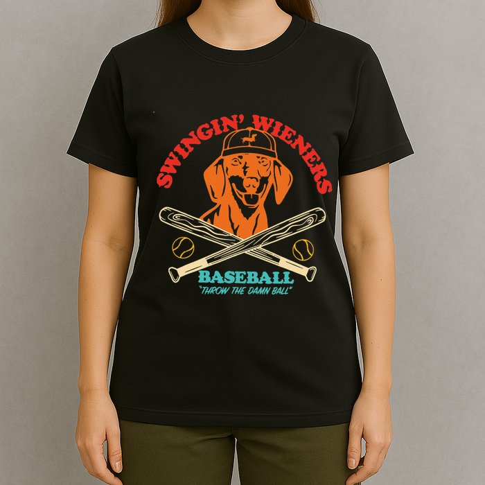 Swingin Wieners Baseball Throw The Damn Ball T-Shirt