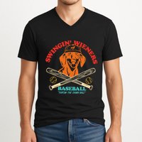 Swingin Wieners Baseball Throw The Damn Ball V-Neck T-Shirt
