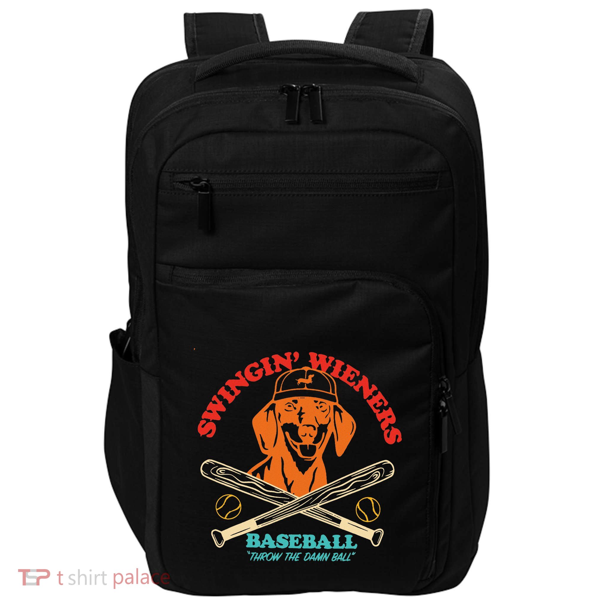 Swingin Wieners Baseball Throw The Damn Ball Impact Tech Backpack