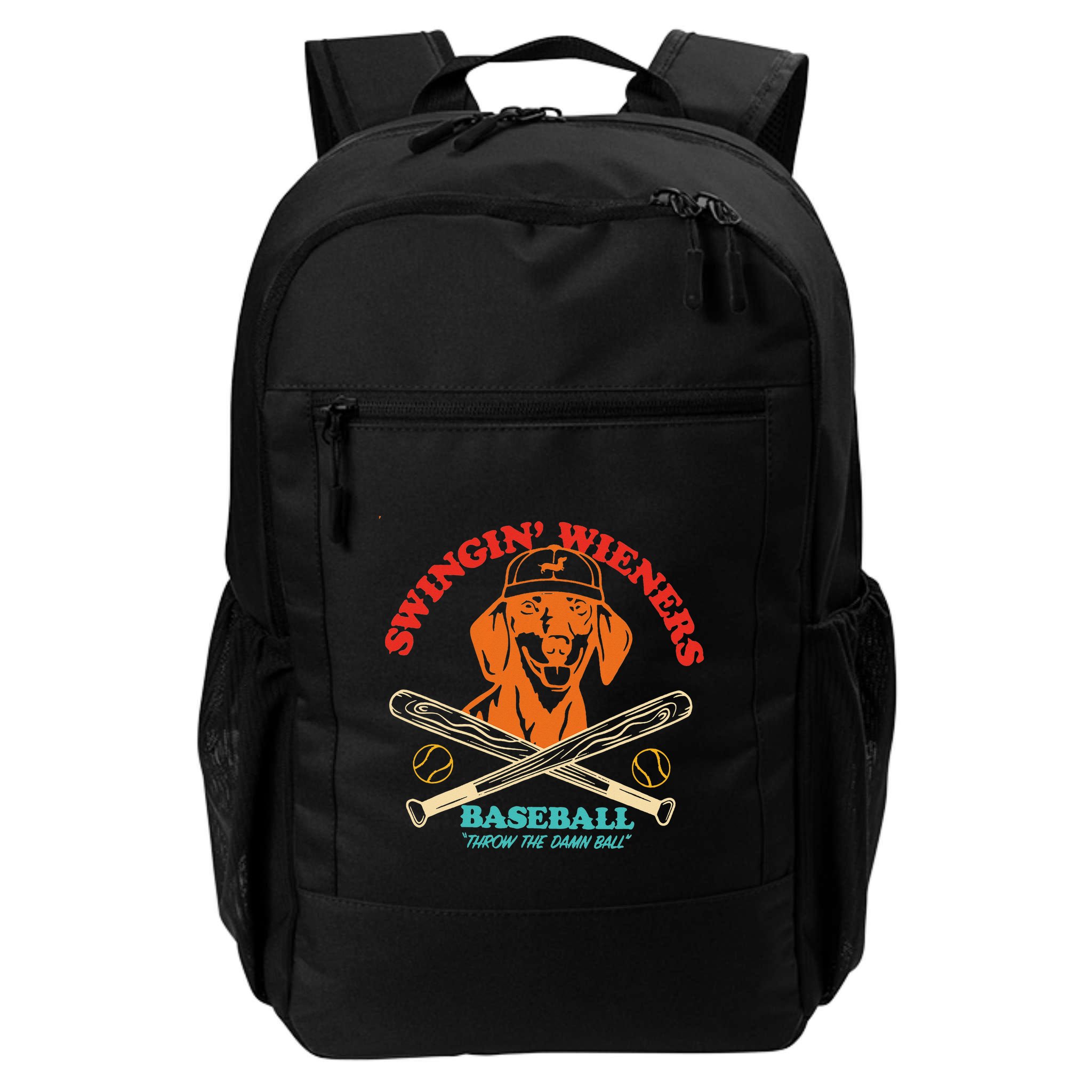 Swingin Wieners Baseball Throw The Damn Ball Backpack