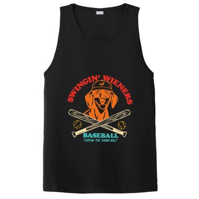 Swingin Wieners Baseball Throw The Damn Ball PosiCharge Competitor Tank