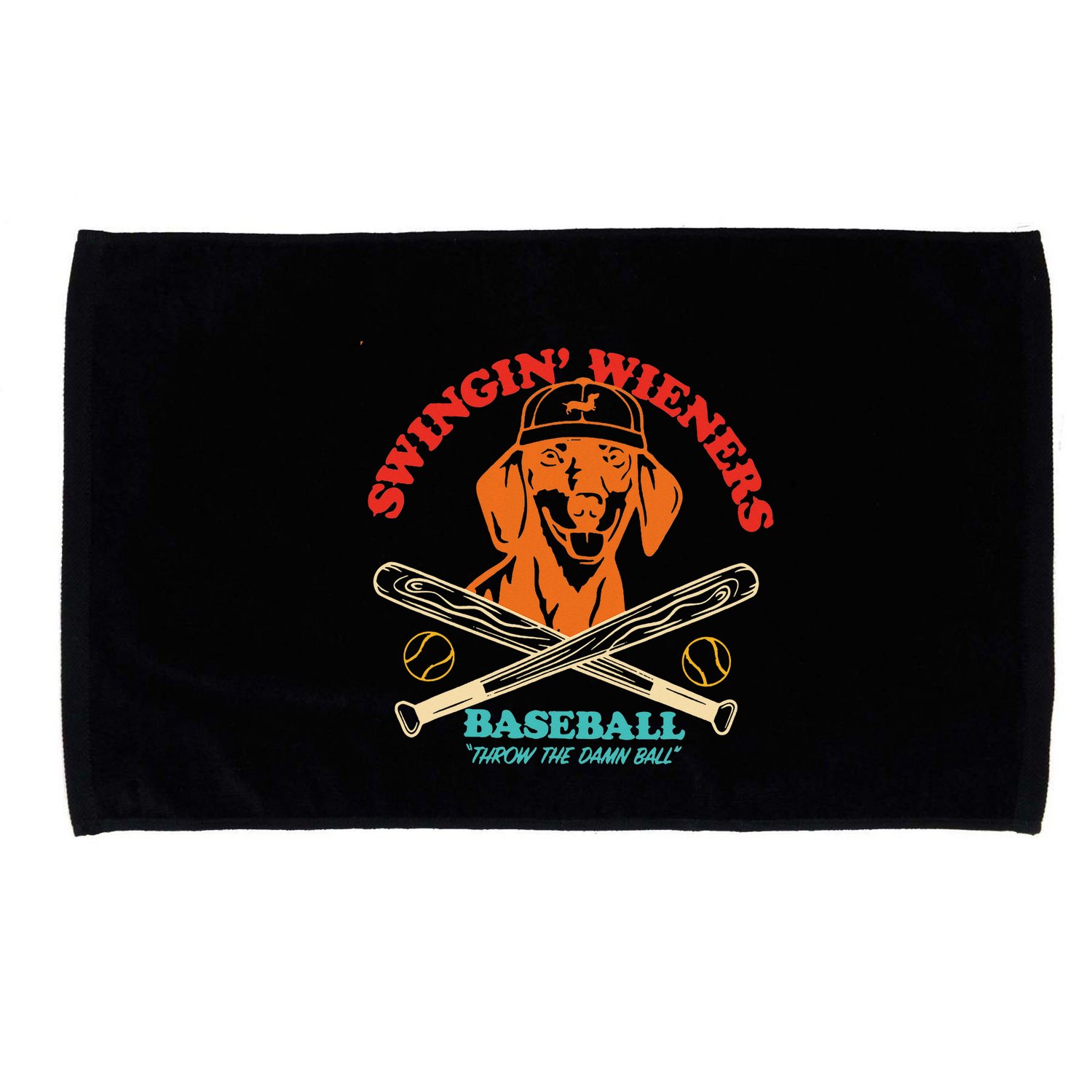 Swingin Wieners Baseball Throw The Damn Ball Microfiber Hand Towel
