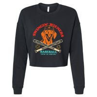Swingin Wieners Baseball Throw The Damn Ball Cropped Pullover Crew