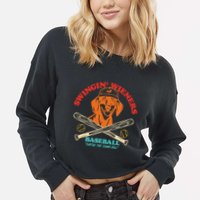 Swingin Wieners Baseball Throw The Damn Ball Cropped Pullover Crew