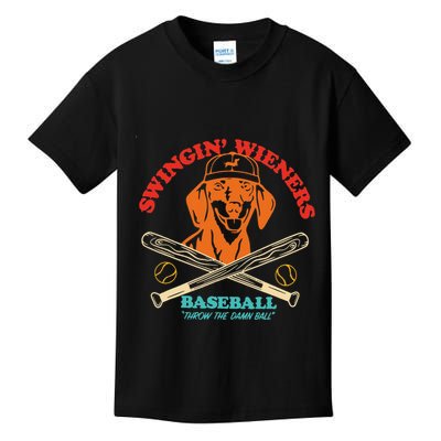 Swingin Wieners Baseball Throw The Damn Ball Kids T-Shirt