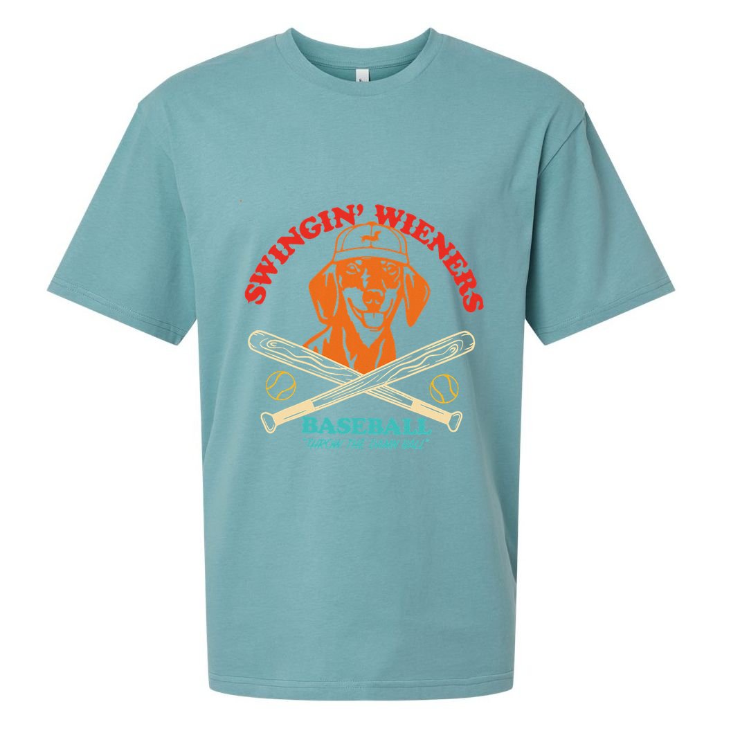 Swingin Wieners Baseball Throw The Damn Ball Sueded Cloud Jersey T-Shirt