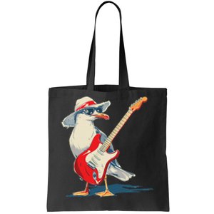 Seagull With Beach Hat And Electric Guitar Tote Bag