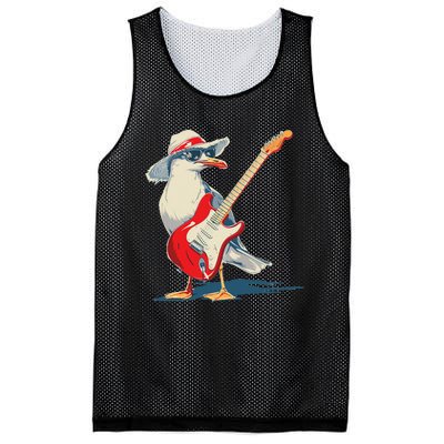 Seagull With Beach Hat And Electric Guitar Mesh Reversible Basketball Jersey Tank