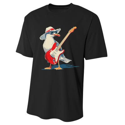 Seagull With Beach Hat And Electric Guitar Performance Sprint T-Shirt