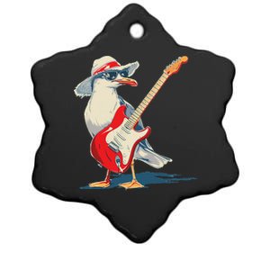 Seagull With Beach Hat And Electric Guitar Ceramic Star Ornament