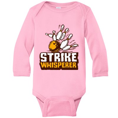 Strike Whisperer Bowling Baby Long Sleeve Bodysuit