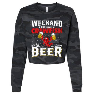 Seafood With Beer Crawfish Season Cajun Festival Party Gift Cropped Pullover Crew