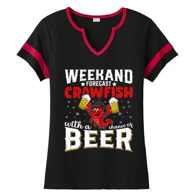 Seafood With Beer Crawfish Season Cajun Festival Party Gift Ladies Halftime Notch Neck Tee