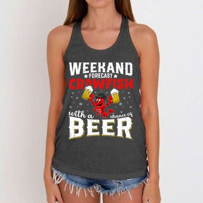 Seafood With Beer Crawfish Season Cajun Festival Party Gift Women's Knotted Racerback Tank