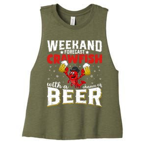 Seafood With Beer Crawfish Season Cajun Festival Party Gift Women's Racerback Cropped Tank