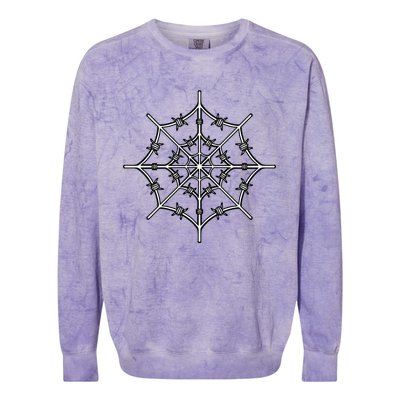 Spider Web Barbed Wire Colorblast Crewneck Sweatshirt