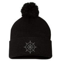 Spider Web Barbed Wire Pom Pom 12in Knit Beanie