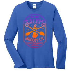 Salem Witch Broom Company Est 1692 Halloween Salem Cat Broom Great Gift Ladies Long Sleeve Shirt