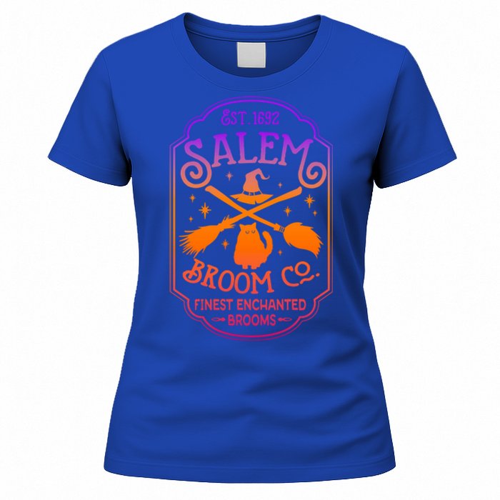 Salem Witch Broom Company Est 1692 Halloween Salem Cat Broom Great Gift Women's T-Shirt