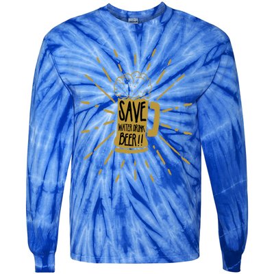 Save Water Beer Graffiti Art Protest Activism Art Gift Tie-Dye Long Sleeve Shirt