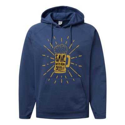 Save Water Beer Graffiti Art Protest Activism Art Gift Performance Fleece Hoodie