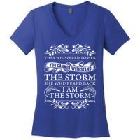 She Whispered Back I Am The Storm Motivational Gift Women's V-Neck T-Shirt