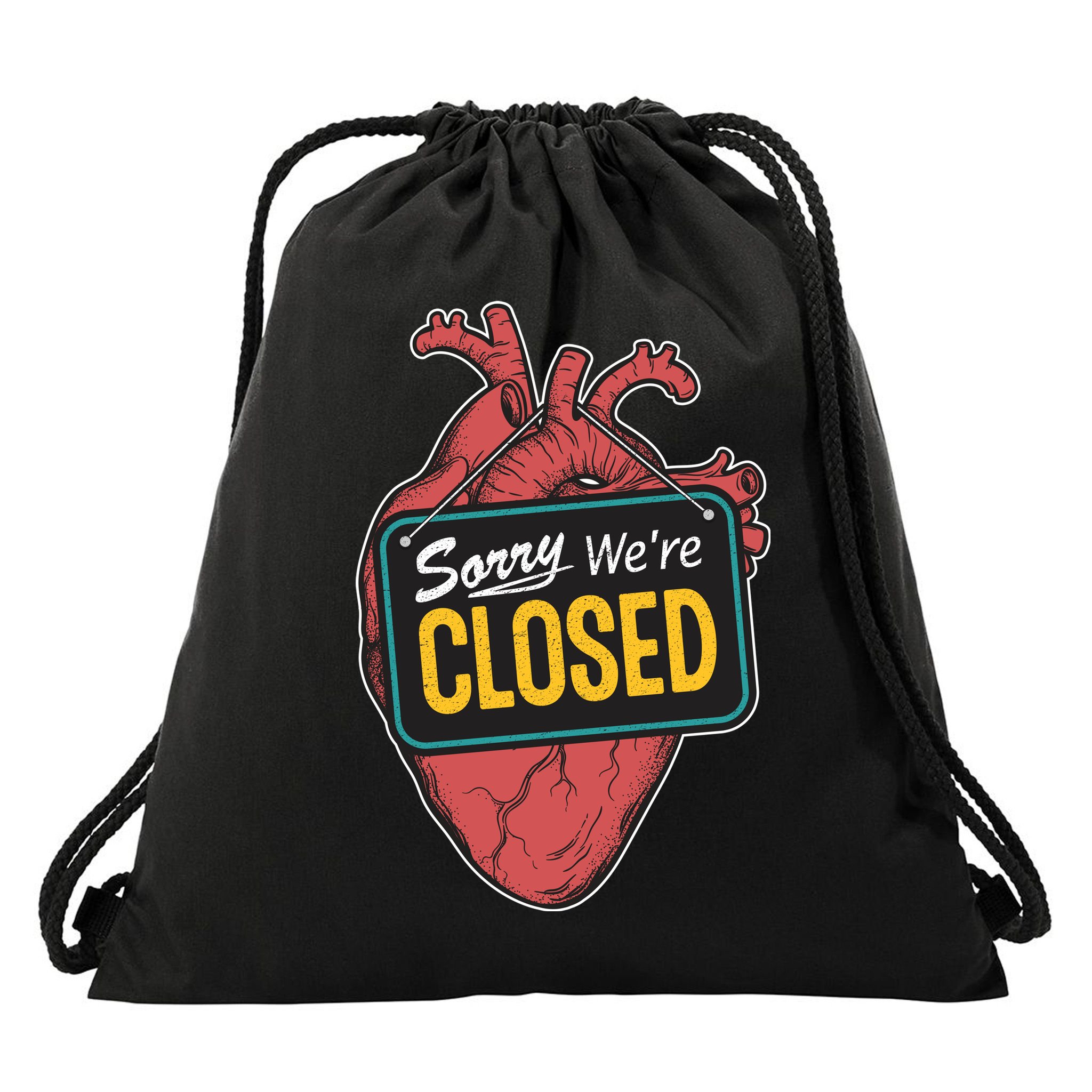 Sorry Were Closed Heart Drawstring Bag