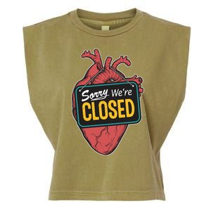 Sorry Were Closed Heart Garment-Dyed Women's Muscle Tee