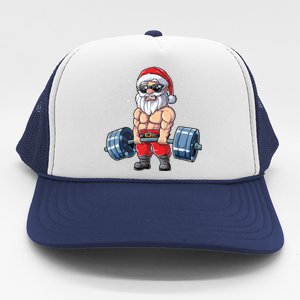 Santa Weightlifting Christmas Fitness Gym Deadlift Xmas Trucker Hat