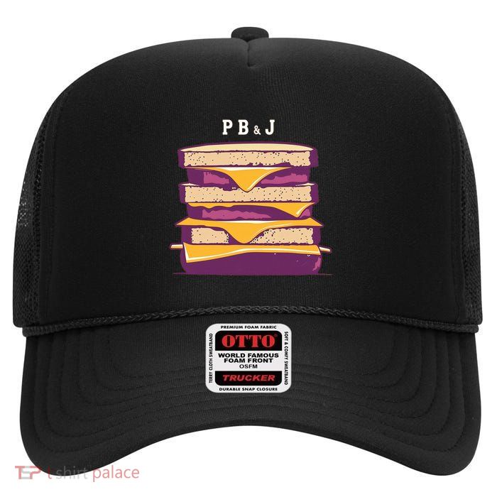 Sandwich With Creamy Peanut Butter And Jelly High Crown Mesh Back Trucker Hat