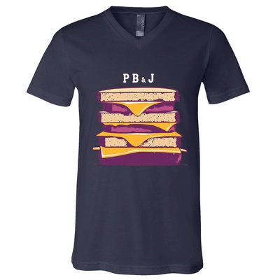 Sandwich With Creamy Peanut Butter And Jelly V-Neck T-Shirt