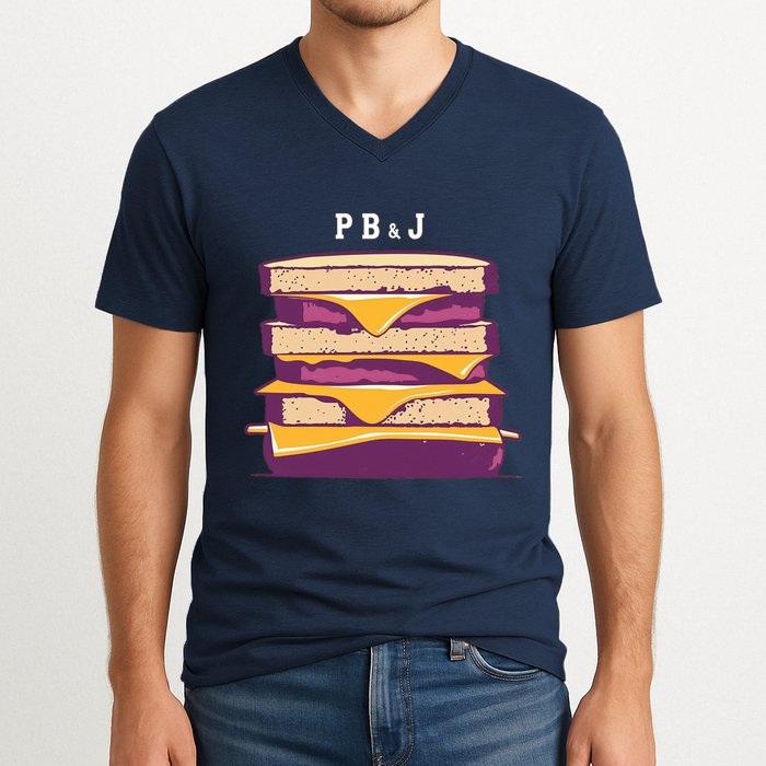 Sandwich With Creamy Peanut Butter And Jelly V-Neck T-Shirt