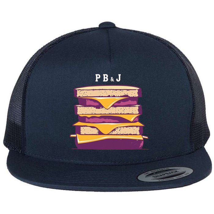 Sandwich With Creamy Peanut Butter And Jelly Flat Bill Trucker Hat