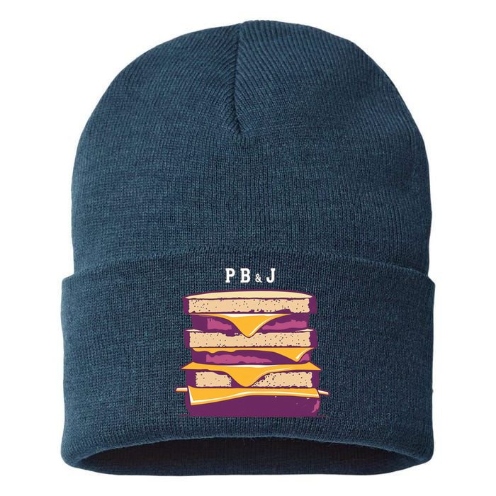 Sandwich With Creamy Peanut Butter And Jelly Sustainable Knit Beanie