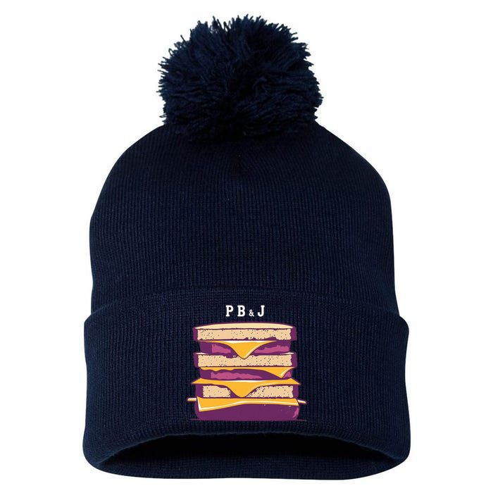 Sandwich With Creamy Peanut Butter And Jelly Pom Pom 12in Knit Beanie