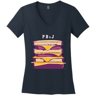 Sandwich With Creamy Peanut Butter And Jelly Women's V-Neck T-Shirt