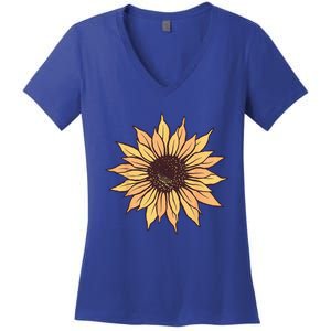 Sunflower Women Cute Floral Casual Summer Women's V-Neck T-Shirt