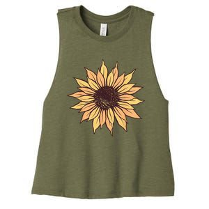 Sunflower Women Cute Floral Casual Summer Women's Racerback Cropped Tank